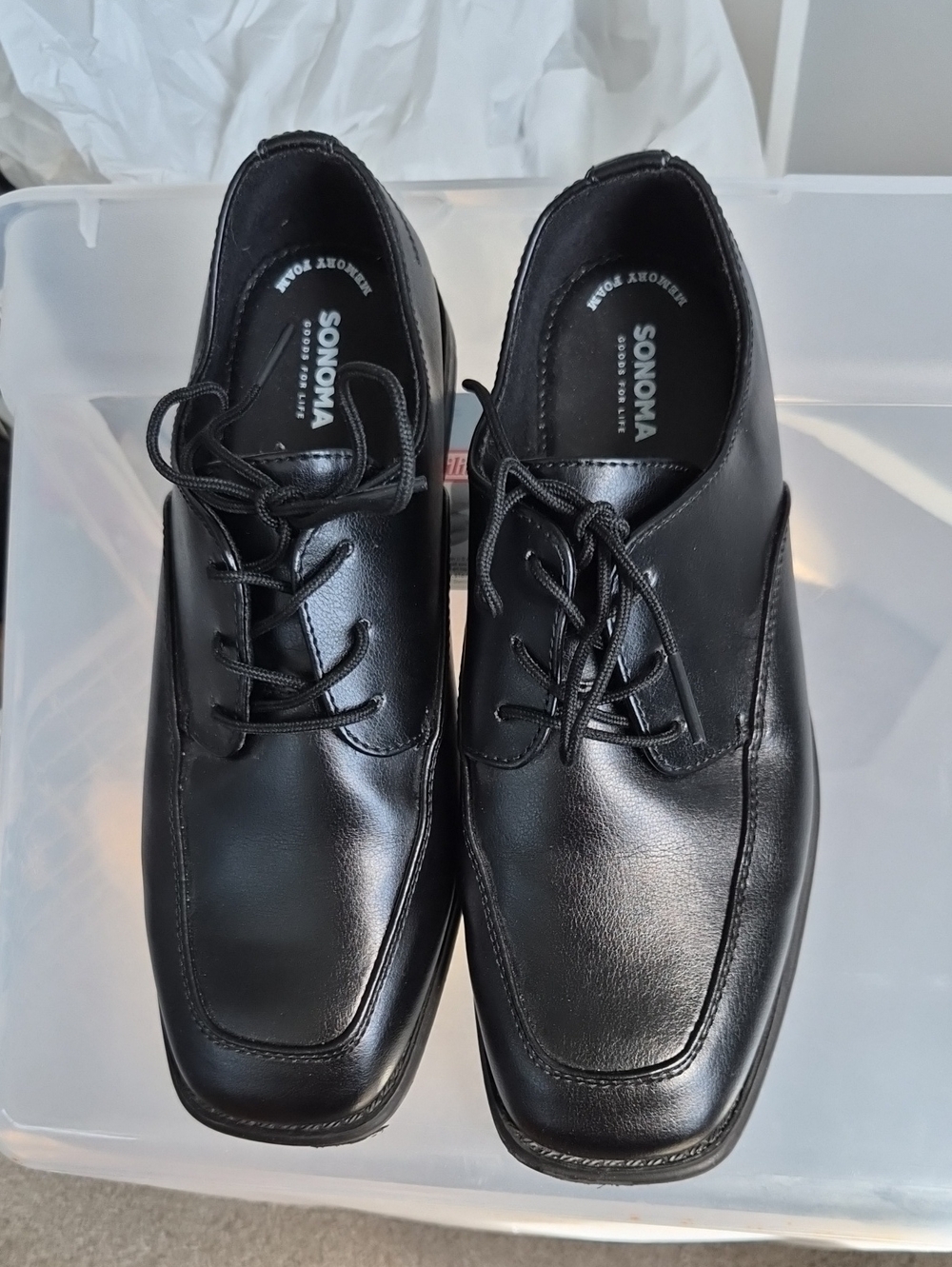Sonoma Black Lace-Up Square-Toe Dress Oxfords Boys 6